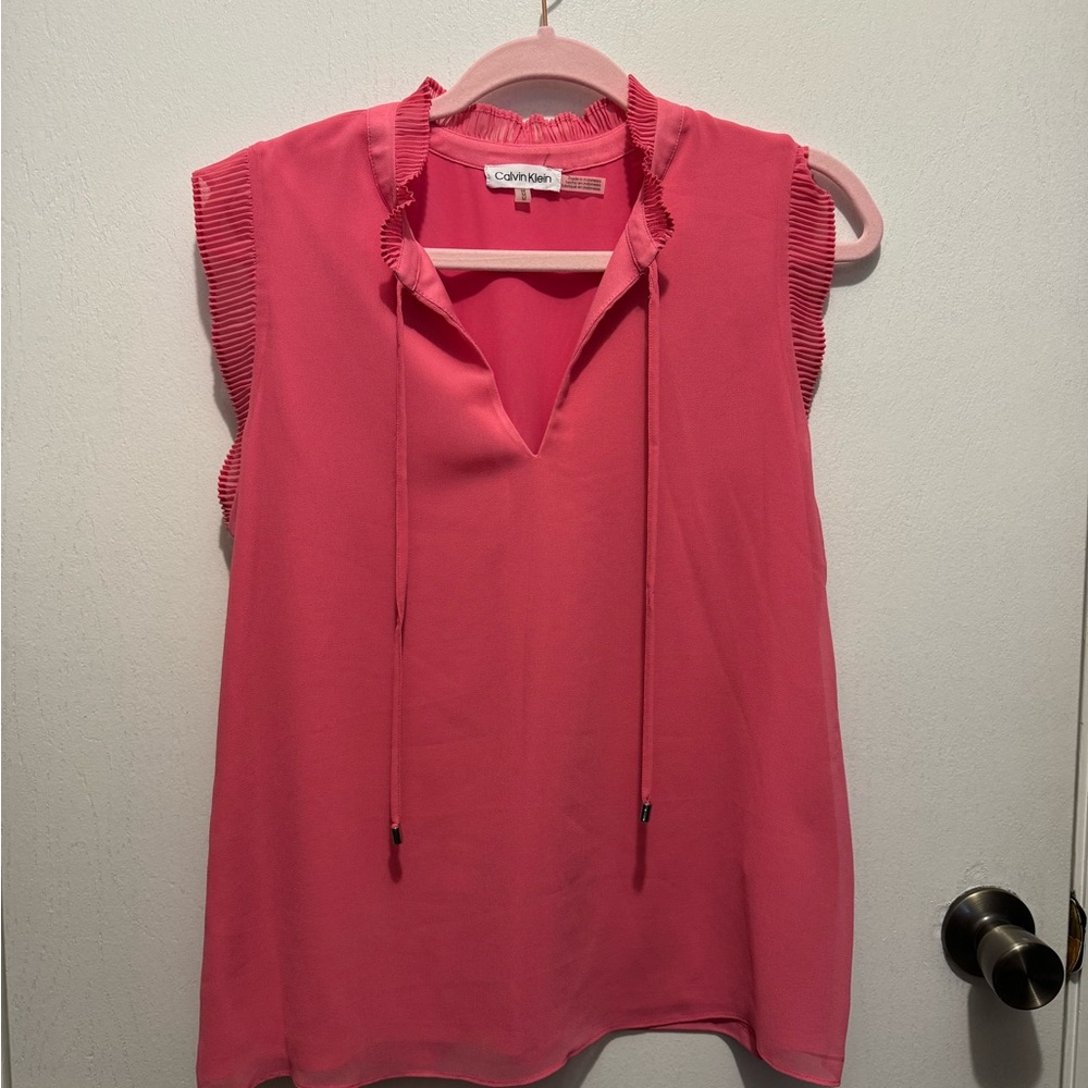 Calvin Klein Pink Ruffle Blouse